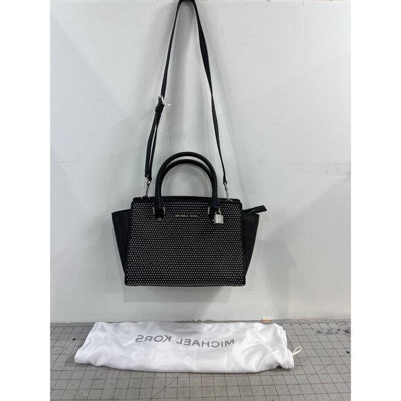 Michael Kors Handbags - Michael Kors Black Studded Satchel Crossbody Bag w/Handles Strap  ~~minty~~